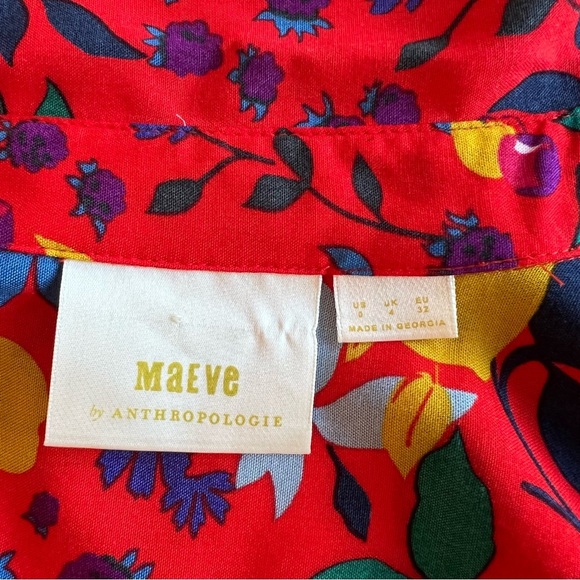 Anthropologie Maeve Blithe Fruit and Floral Blouse Size 0 - Picture 4 of 8